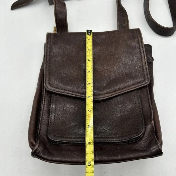 FOSSIL VTG Brown Soft Pebble Distress Leather Organizer Messngr Bag Purse 75082